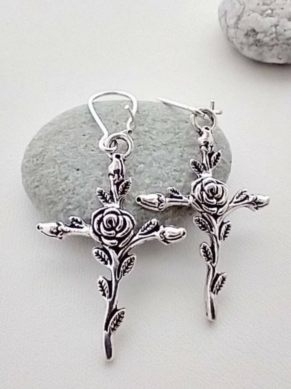 Rose Of Sharon Ornate Cross Earrings Regular price